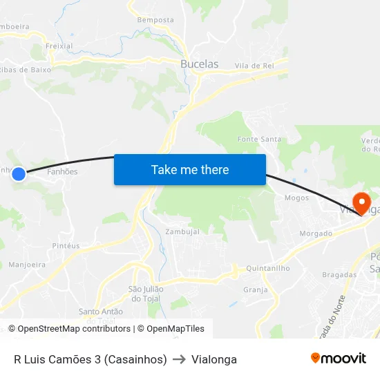 R Luis Camões 3 (Casainhos) to Vialonga map