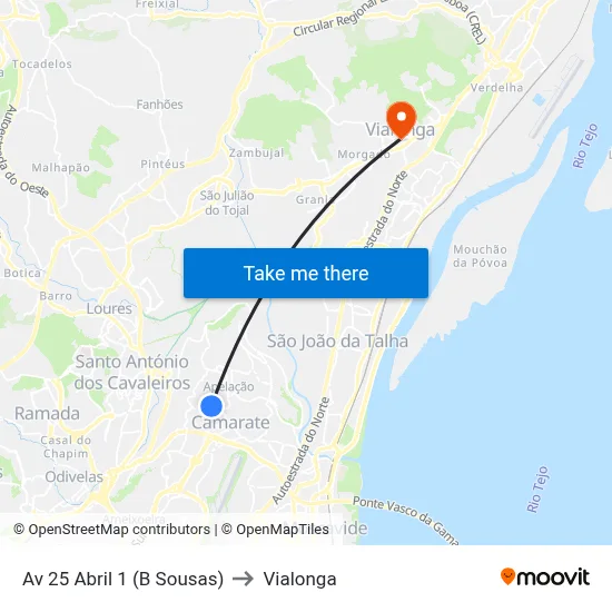 Av 25 Abril 1 (B Sousas) to Vialonga map