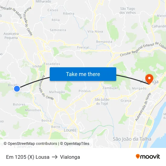 Em 1205 (X) Lousa to Vialonga map