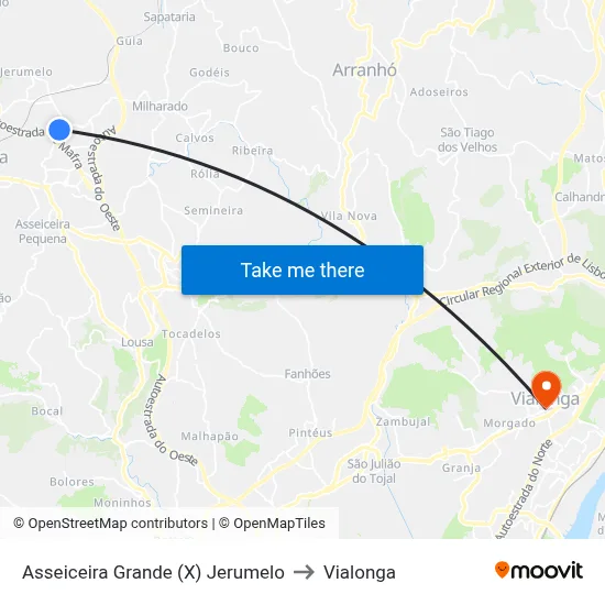 Asseiceira Grande (X) Jerumelo to Vialonga map