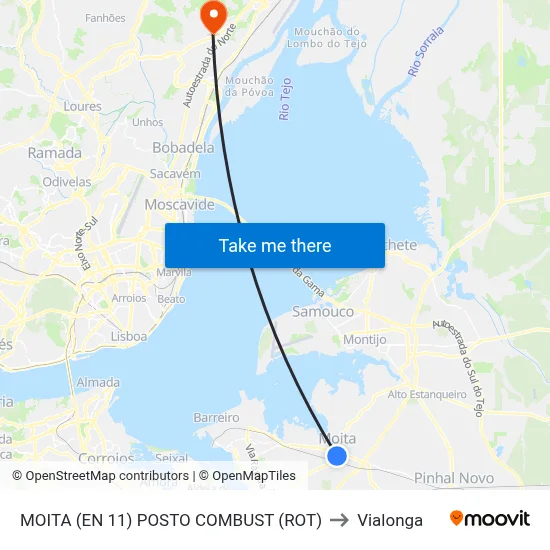 MOITA (EN 11) POSTO COMBUST (ROT) to Vialonga map