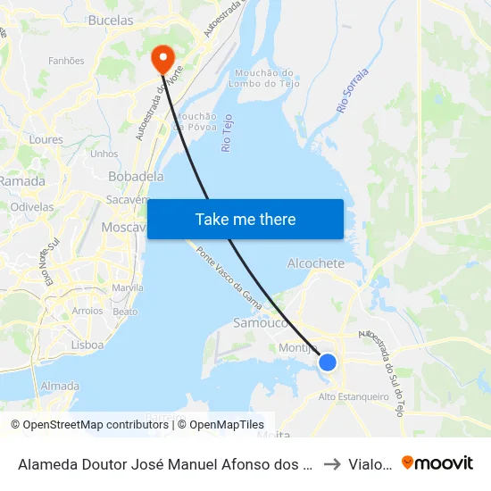 Alameda Doutor José Manuel Afonso dos Santos (Igreja) to Vialonga map