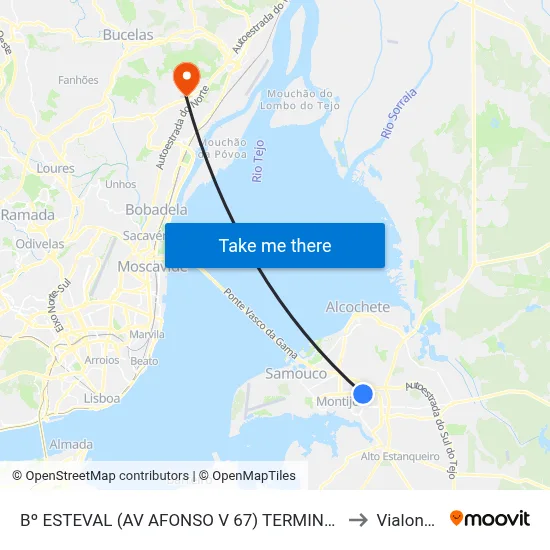 Bº ESTEVAL (AV AFONSO V 67) TERMINAL to Vialonga map