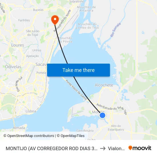 MONTIJO (AV CORREGEDOR ROD DIAS 325) to Vialonga map