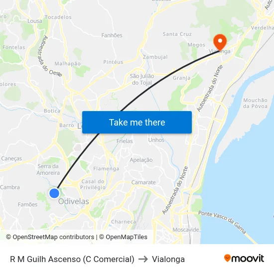 R M Guilh Ascenso (C Comercial) to Vialonga map