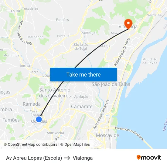Av Abreu Lopes (Escola) to Vialonga map