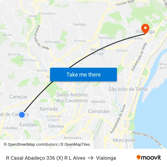 R Casal Abadeço 336 (X) R L Alves to Vialonga map