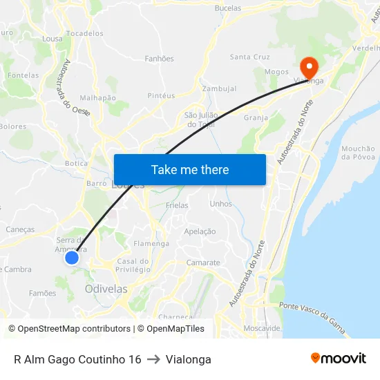 R Alm Gago Coutinho 16 to Vialonga map