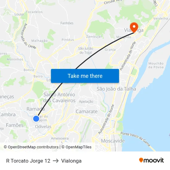 R Torcato Jorge 12 to Vialonga map