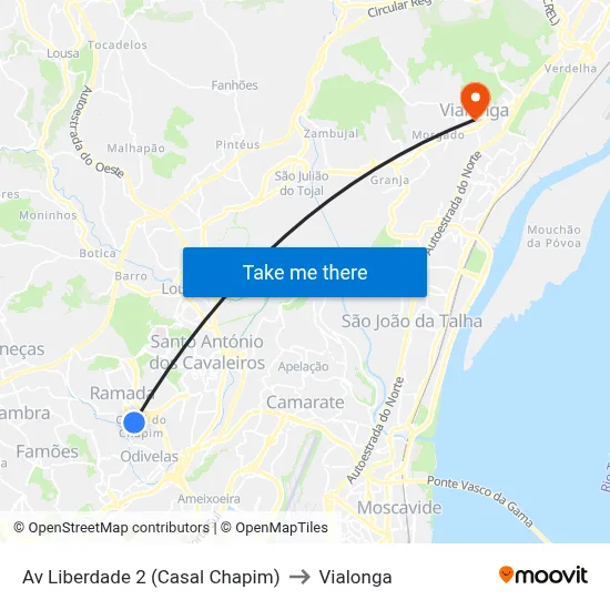 Av Liberdade 2 (Casal Chapim) to Vialonga map