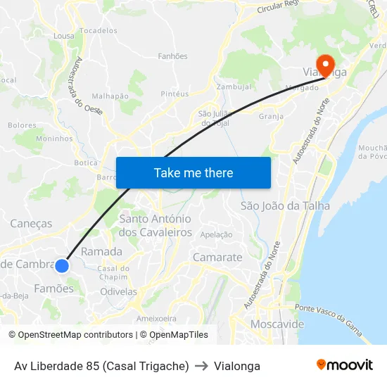 Av Liberdade 85 (Casal Trigache) to Vialonga map