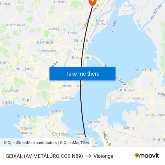 SEIXAL (AV METALÚRGICOS N89) to Vialonga map