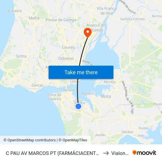 C PAU AV MARCOS PT (FARMÁCIACENTRO) to Vialonga map