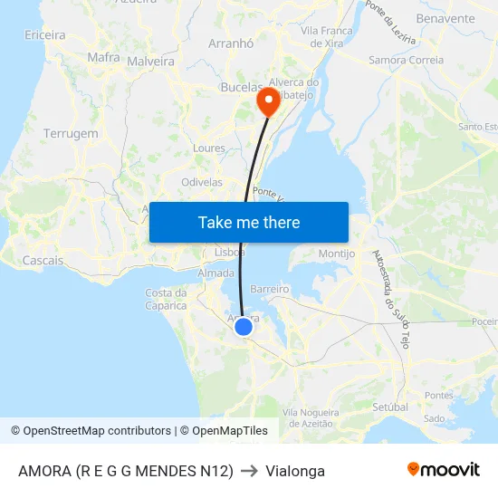 AMORA (R E G G MENDES N12) to Vialonga map