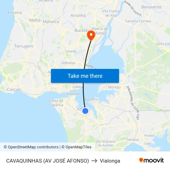 CAVAQUINHAS (AV JOSÉ AFONSO) to Vialonga map