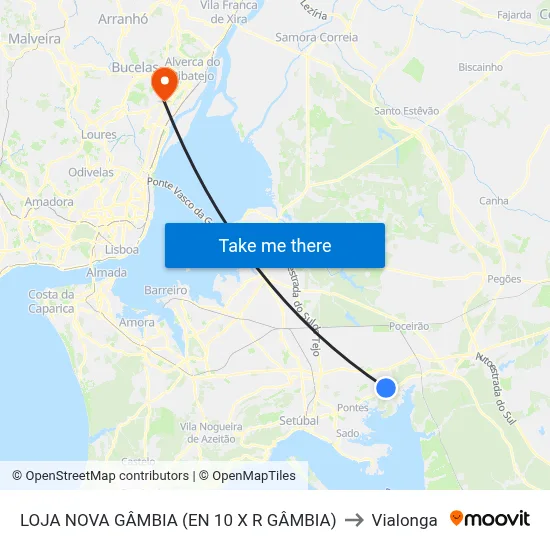 LOJA NOVA GÂMBIA (EN 10 X R GÂMBIA) to Vialonga map