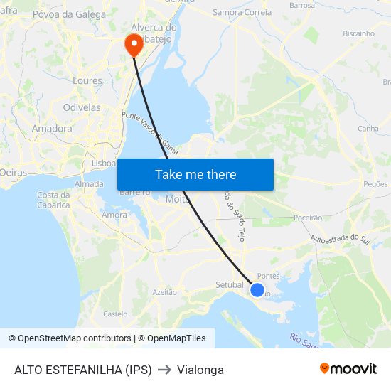 ALTO ESTEFANILHA (IPS) to Vialonga map