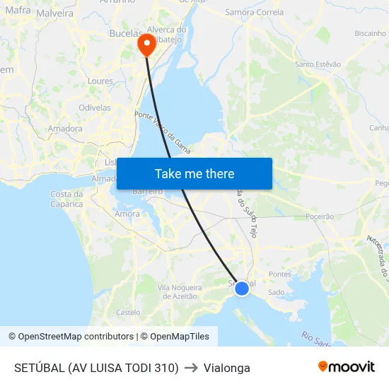 SETÚBAL (AV LUISA TODI 310) to Vialonga map