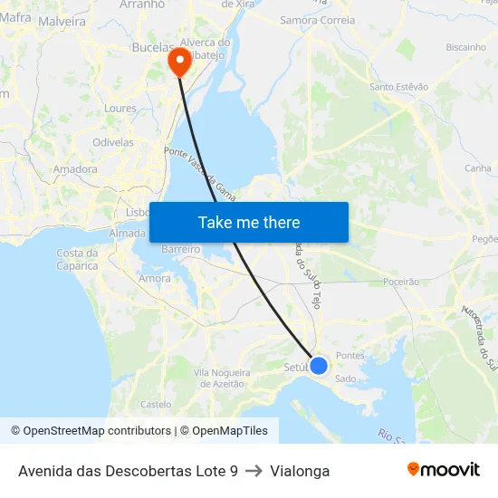 Avenida das Descobertas Lote 9 to Vialonga map