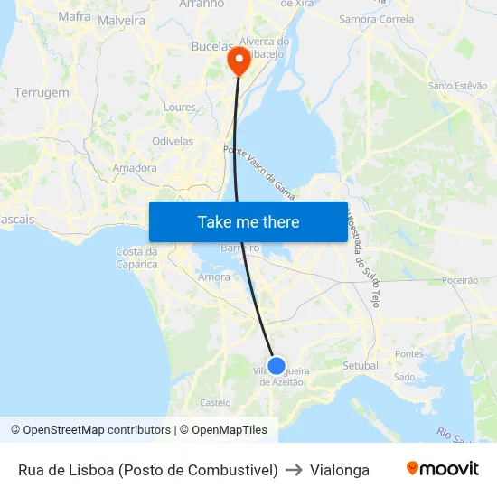 Rua de Lisboa (Posto de Combustivel) to Vialonga map