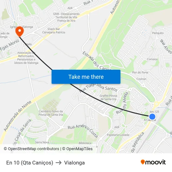 En 10 (Qta Caniços) to Vialonga map