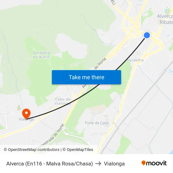 Alverca (En116 - Malva Rosa/Chasa) to Vialonga map