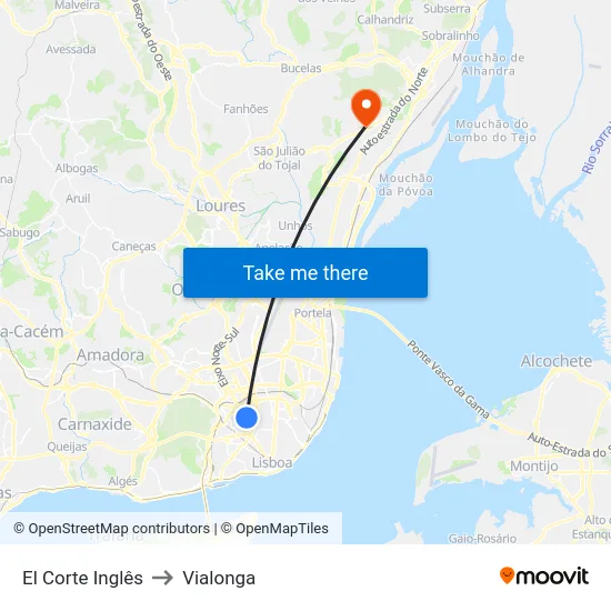 El Corte Inglês to Vialonga map
