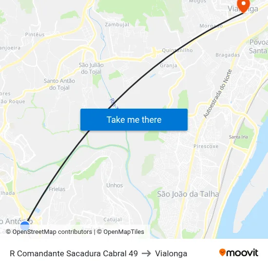 R Comandante Sacadura Cabral 49 to Vialonga map