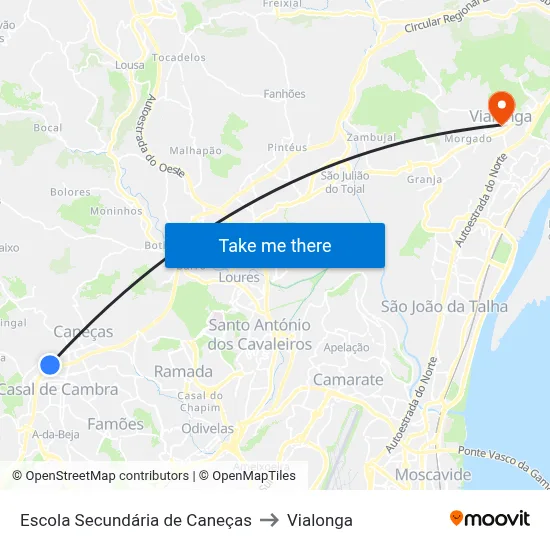 Escola Secundária de Caneças to Vialonga map