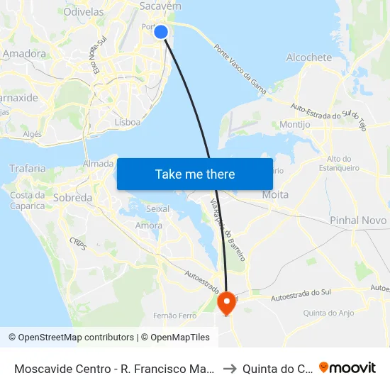 Moscavide Centro - R. Francisco Marques Beato to Quinta do Conde map