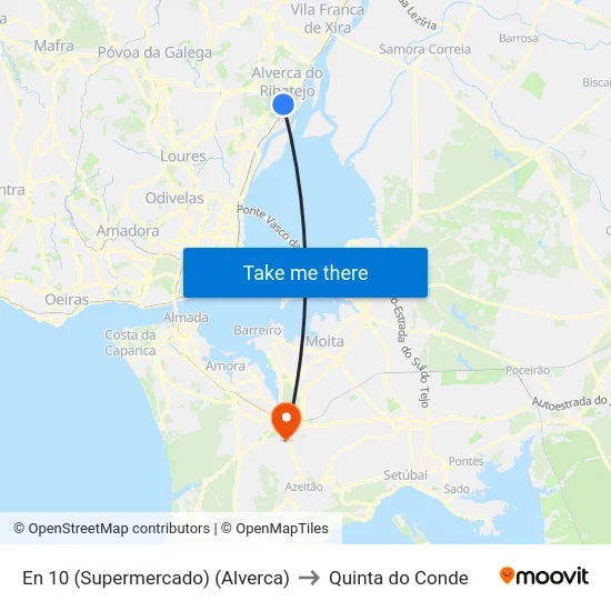 En 10 (Supermercado) (Alverca) to Quinta do Conde map