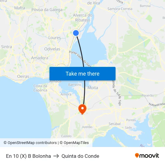 En 10 (X) B Bolonha to Quinta do Conde map