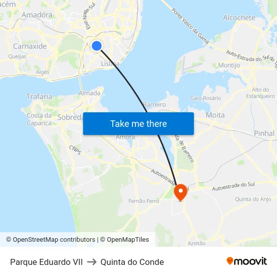 Parque Eduardo VII to Quinta do Conde map