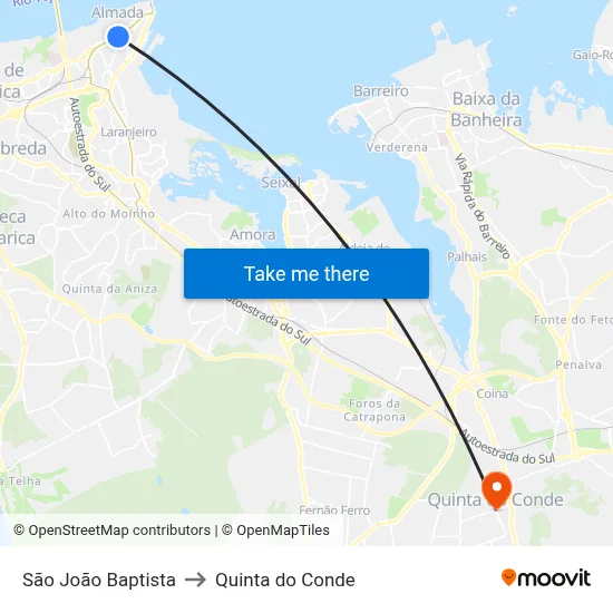 São João Baptista to Quinta do Conde map