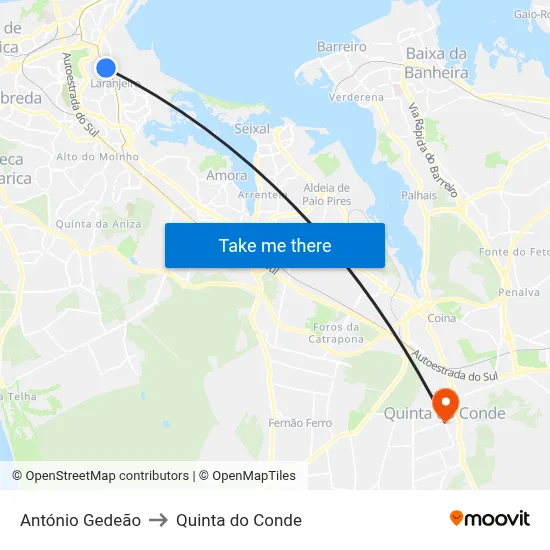 António Gedeão to Quinta do Conde map
