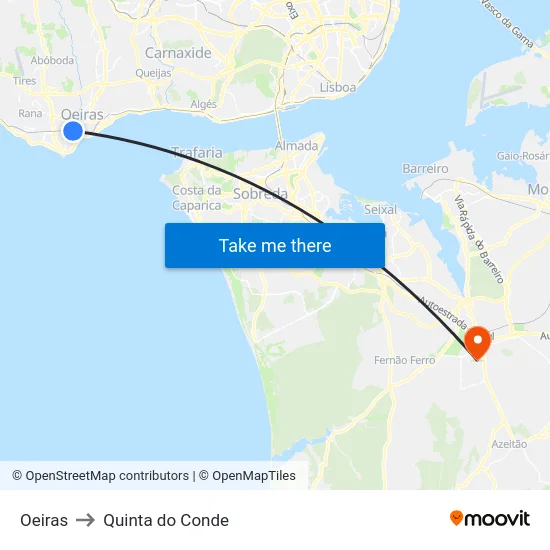 Oeiras to Quinta do Conde map