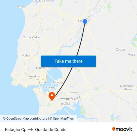 Estação Cp to Quinta do Conde map