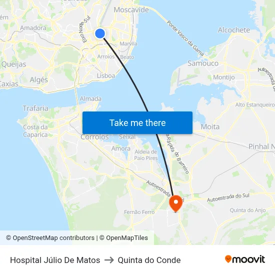 Hospital Júlio De Matos to Quinta do Conde map