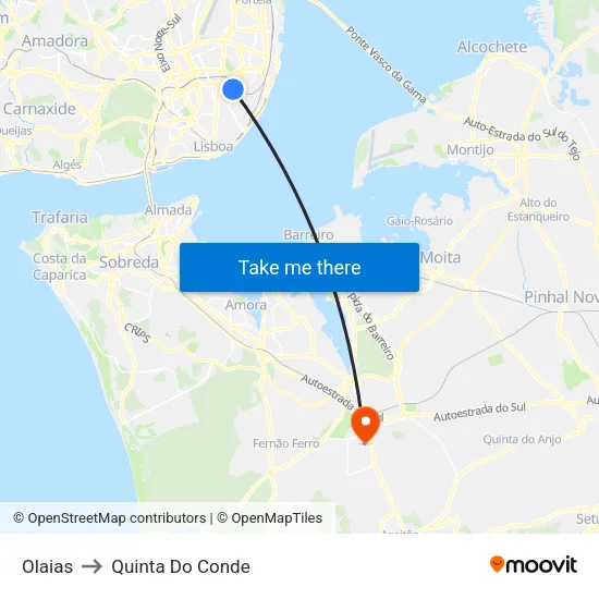 Olaias to Quinta Do Conde map