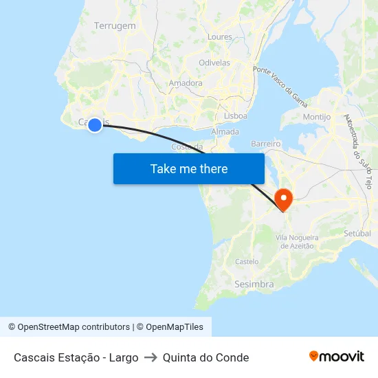 Cascais Estação - Largo to Quinta do Conde map