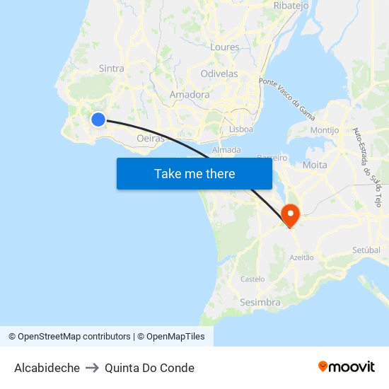 Alcabideche to Quinta Do Conde map