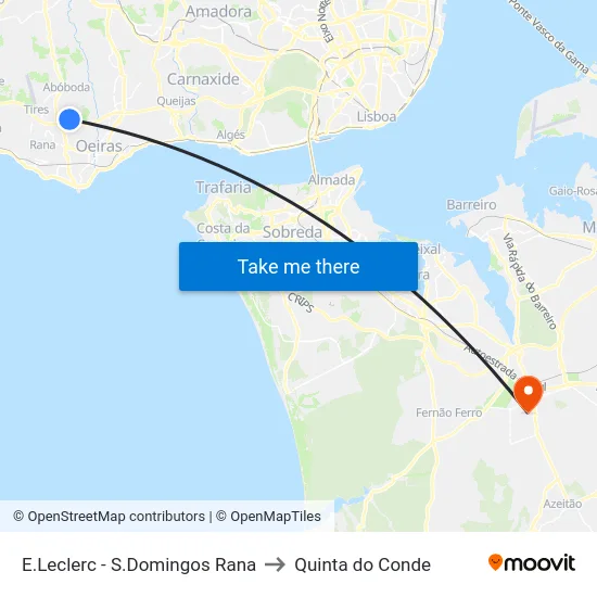 E.Leclerc - S.Domingos Rana to Quinta do Conde map
