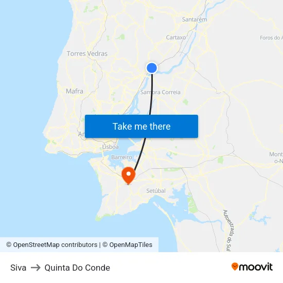 Siva to Quinta Do Conde map