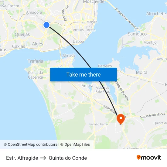 Estr. Alfragide to Quinta do Conde map