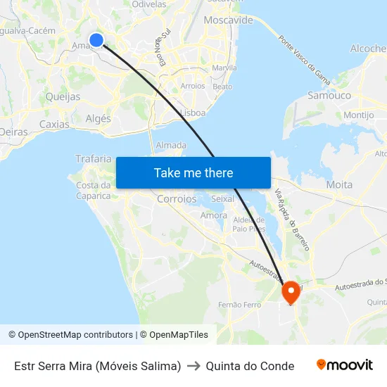 Estr Serra Mira (Móveis Salima) to Quinta do Conde map