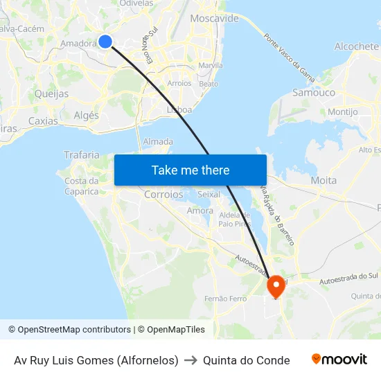 Av Ruy Luis Gomes (Alfornelos) to Quinta do Conde map
