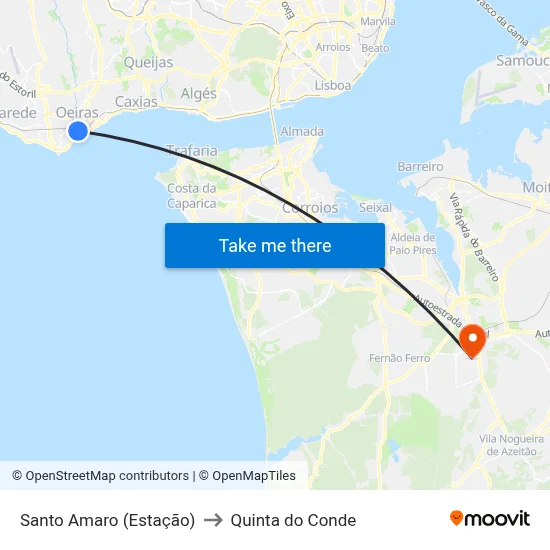 Santo Amaro (Estação) to Quinta do Conde map