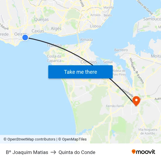 Bº Joaquim Matias to Quinta do Conde map