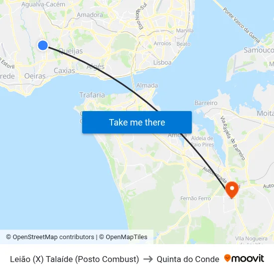 Leião (X) Talaíde (Posto Combust) to Quinta do Conde map