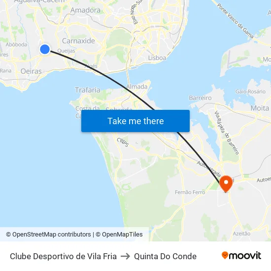 Clube Desportivo De Vila Fria to Quinta Do Conde map